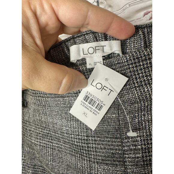 NEW LOFT Grey Silver Houndstooth Pull-on Professional Pants Womens XL - Picture 5 of 5